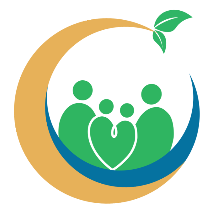 HPE OHT logo icon: crescent circle, with a small crescent inside. Inside that is a family with 2 adults two children with a heart inbetween.